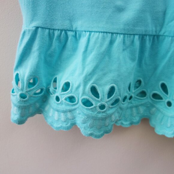 Lily Pulitzer Shorley Blue Eyelet Lace Hem Tank Top (M) - Picture 5 of 7